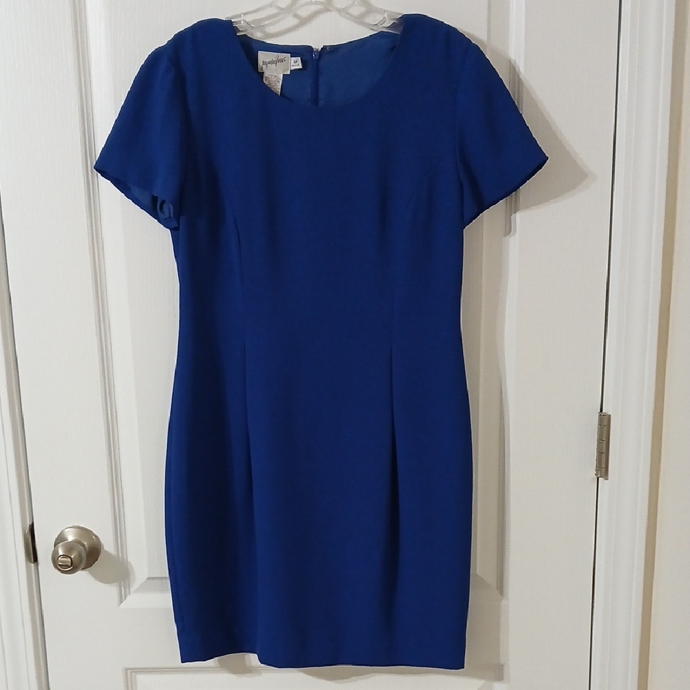 Jacqueline Ferrar Lined Cobalt Blue Short Sleeve Sheath Dress